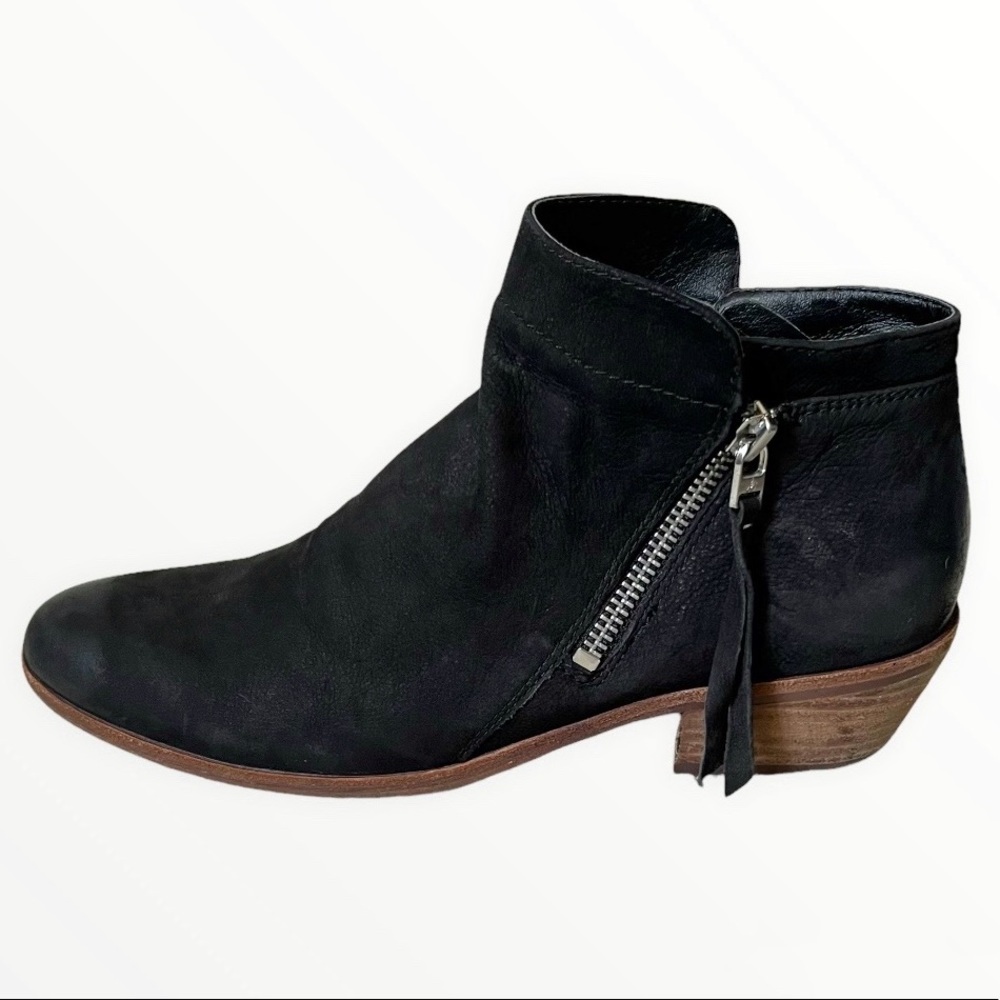 SAM EDELMAN PACKER Black Nubuck Burnished Leather Ankle Boots Booties Bl… - Picture 4 of 16